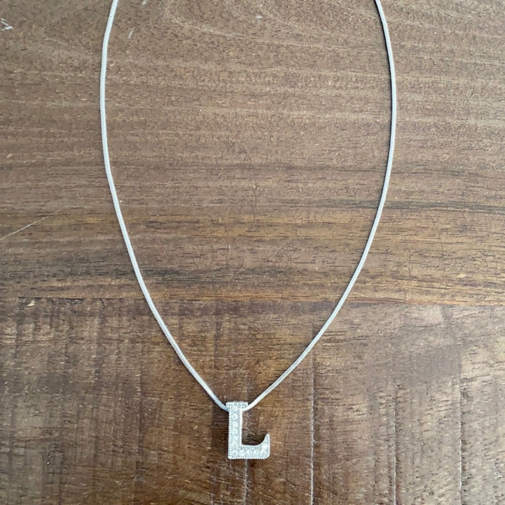 Silver tone Initial L Necklace